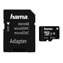 Hama MicroSDXC 64 GB classe 10 UHS-I 80 MB/s + adaptateur/mobile