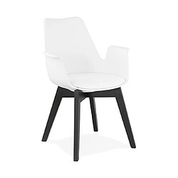 Mes Fauteuil design 50x58,5x82 cm blanc et pieds noirs - SHAFT