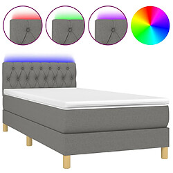 vidaXL Sommier à lattes de lit avec matelas et LED Gris foncé 90x190cm