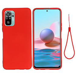 Coque en silicone souple avec sangle rouge pour votre Xiaomi Redmi Note 10 4G/Redmi Note 10S