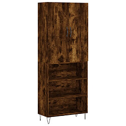 vidaXL Buffet haut Chêne fumé 69,5x34x180 cm Bois d'ingénierie