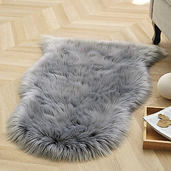 Tapis en Peau de Mouton Synthétique 60x90cm Gris