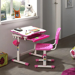 Mes Bureau 66,4x47,4x54/76 cm et chaise blanc et rose - LUFFY