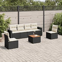 Maison Chic Salon de jardin 7 pcs avec coussins | Ensemble de Table et chaises | Mobilier d'Extérieur noir résine tressée -GKD95997