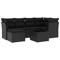 Maison Chic Salon de jardin 7 pcs avec coussins | Ensemble de Table et chaises | Mobilier d'Extérieur noir résine tressée -GKD86310