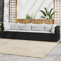 Maison Chic Salon de jardin 4 pcs + coussins - Mobilier/Meubles de jardin - Table et chaises d'extérieur Noir Résine tressée -MN92701