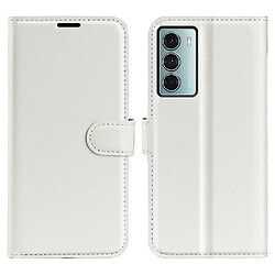 Etui en PU texture litchi, fermeture aimantée avec support blanc pour votre Motorola Moto G200 5G