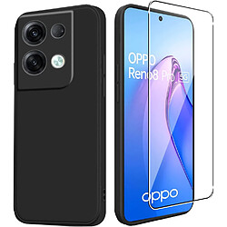 Coque Silicone Couleur Noire + Verre Trempe Pour Oppo Reno 8 Pro 5G Little Boutik®