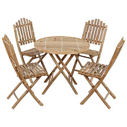 Maison Chic Mobilier à dîner 5 pcs pliable de jardin avec coussins - Ensemble table et chaises d'extérieur - Salon/Mobilier de jardin classique Bambou -MN19016