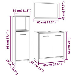 vidaXL Ensemble de meubles de salle de bain 3 pcs Sonoma gris pas cher