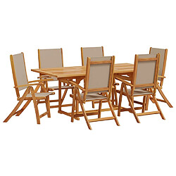 vidaXL Ensemble à Manger de jardin 7pcs bois d'acacia solide textilène