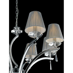 Avis Fan Europe Chandelier abats jours Orchestra 8 ampoules Métal,Cristal K9,Tissu Chrome