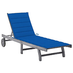 Maison Chic Chaise longue de jardin, Transat, Bain de Soleil avec coussin Gris Bois d'acacia solide