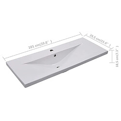 vidaXL Lavabo encastré 101 x 39,5 x 18,5 cm Céramique Blanc pas cher