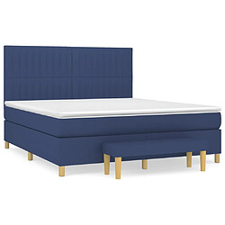 vidaXL Sommier à lattes de lit avec matelas Bleu 160x200 cm Tissu