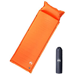 vidaXL Matelas de camping autogonflant avec oreiller 1 personne orange