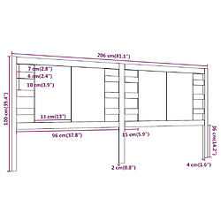 vidaXL Tête de lit 206x4x100 cm Bois massif de pin pas cher