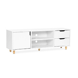 ICONIK INTERIOR Meuble TV en Bois - Design Scandinave - Waan Blanc