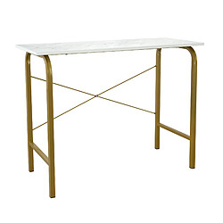 Teamson Home 40" Table De Bureau À Domicile Avec Plateau En Faux Marbre Et Cadre En Laiton VNF-00092