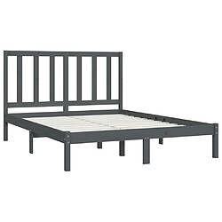 Avis vidaXL Cadre de lit sans matelas gris bois massif de pin 135x190 cm