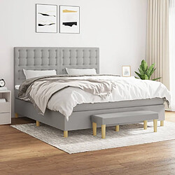 Maison Chic Lit adulte- Lit + matelas,Sommier à lattes de lit avec matelas Gris clair 180x200cm Tissu -GKD30183