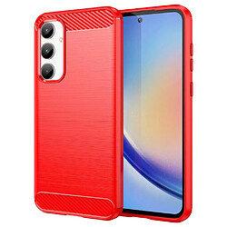 Htdmobiles Coque pour Samsung Galaxy A35 5G - housse etui silicone gel carbone + verre trempe - ROUGE