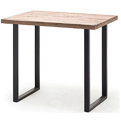 Pegane Table haute en chêne cérusé et métal laqué anthracite - Longueur 120 x Hauteur 107 x Profondeur 80 cm