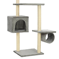 Helloshop26 Arbre à chat griffoir grattoir niche jouet animaux peluché en sisal 260 cm gris 3702111 pas cher