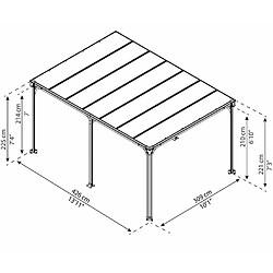 Gazebo de jardin 426x309cm gris anthracite - 704673 - PALRAM