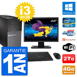 PC Tour Dell 3020 Ecran 22" Intel i3-4130 RAM 4Go Disque 2To Windows 10 Wifi - Occasion