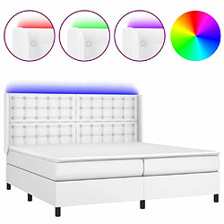 Sommier à lattes et matelas LED,Cadre à lattes de lit pour Adulte Blanc 200x200 cm Similicuir -MN47674