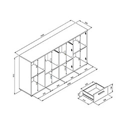 Mes Buffet 4 portes 2 tiroirs 160x35x85 cm décor chêne sonoma et blanc pas cher