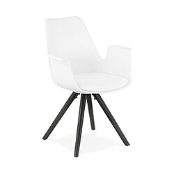 Mes Fauteuil design blanc et piètement en bois noir - SHAFT