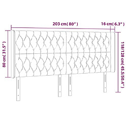 vidaXL Tête de lit à LED Bleu foncé 203x16x118/128 cm Velours pas cher