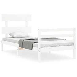 Maison Chic Lit adulte - Cadre Structure de lit avec tête de lit Contemporain blanc 90x200 cm bois massif -MN27295