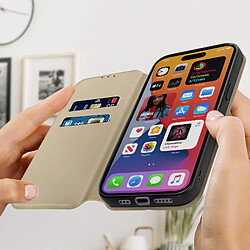 Avis Avizar Housse folio iPhone 14 Pro Max Clapet Porte-cartes Fonction Support Vidéo doré