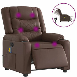 Maison Chic Fauteuil Relax pour salon, Fauteuil de massage inclinable électrique marron similicuir -GKD86677