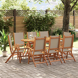 vidaXL Ensemble à manger de jardin 9pcs bois d'acacia solide textilène