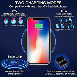 Chrono Chargeur sans fil, chargeur sans fil 15W compatible avec iPhone 12 Pro /12/11 Pro/11/XS/XS Max/X/8, charge rapide pour Samsung Galaxy S20/S10/S10+/S9 /S8/Note 8,(noir)