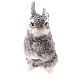 Simulation réaliste animal figure accroupie lapin jouet anniversaire cadeau gris