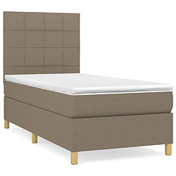 vidaXL Sommier à lattes de lit avec matelas Taupe 100x200 cm Tissu