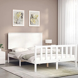 Avis Maison Chic Cadre/structure de lit avec tête de lit pour adulte - Lit Moderne Chambre blanc 140x200 cm bois massif -MN53086