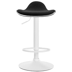 Decoshop26 Tabouret de bar x1 assise ergonomique en tissu noir pied en trompette en métal blanc 10_0005395