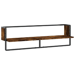 Maison Chic Étagère murale flottante,Etagère de rangement avec barre chêne fumé 100x25x30 cm -MN58571