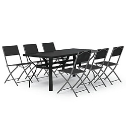 vidaXL Ensemble à manger de jardin 7 pcs Gris et noir