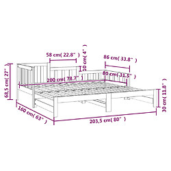 vidaXL Lit coulissant sans matelas blanc 2x(80x200)cm pas cher