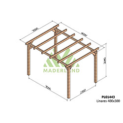 Maderland Pergola en bois lamellé-collé Linares 400 x 300 cm