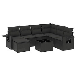 Maison Chic Ensemble Tables et chaises d'extérieur 8 pcs avec coussins,Salon de jardin noir résine tressée -GKD706759