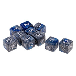 10x jeu de dés à 6 faces 16mm pour jeux de société / enseignement des mathématiques bleu