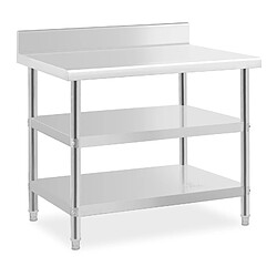 Helloshop26 Table de travail acier inoxydable avec dosseret - 100 x 70 x 16.5 cm - 204 kg - 2 tablettes 14_0007329